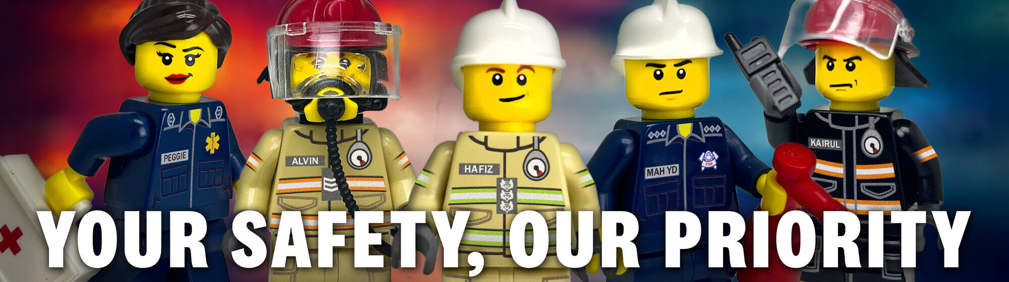 Custom Singapore Civil Defence Force Firemen Minifigures