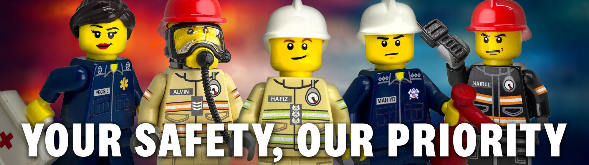 Custom Singapore Civil Defence Force Firemen Minifigures